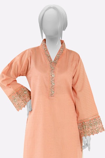 Peach Embroidered Kurti From Sohaye By Diners