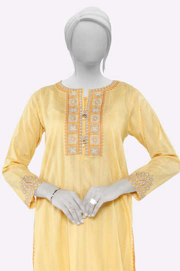 Yellow Embroidered Kurti From Sohaye By Diners