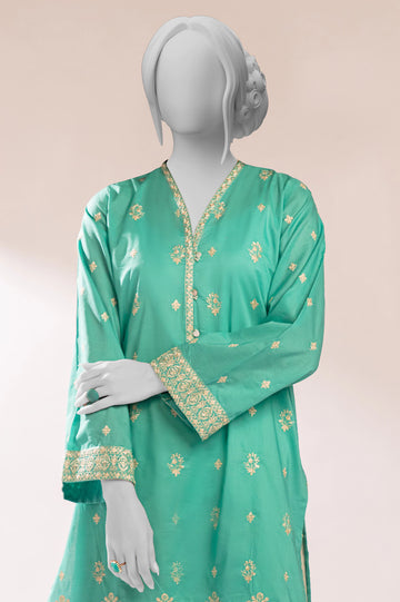 Sea Green Embroidered Kurti From Sohaye By Diners