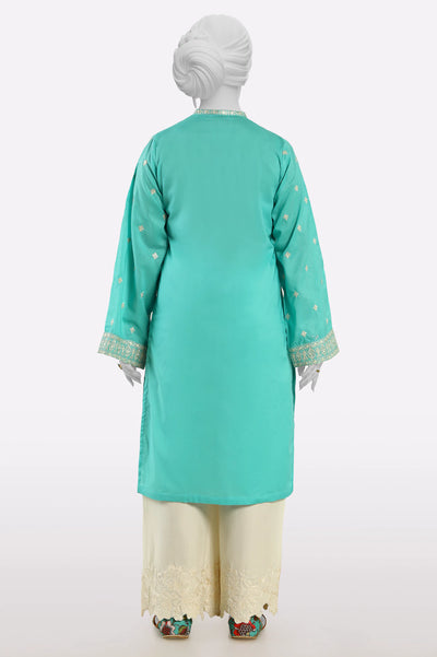 Sea Green Embroidered Kurti From Sohaye By Diners