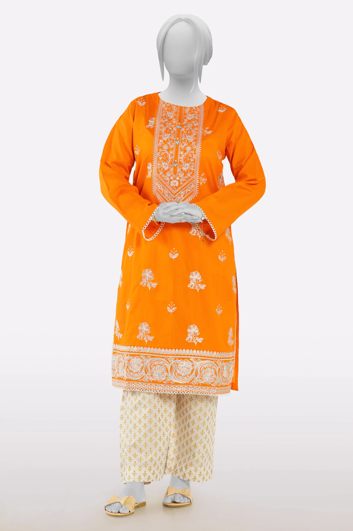 Orange Embroidered Kurti From Sohaye By Diners