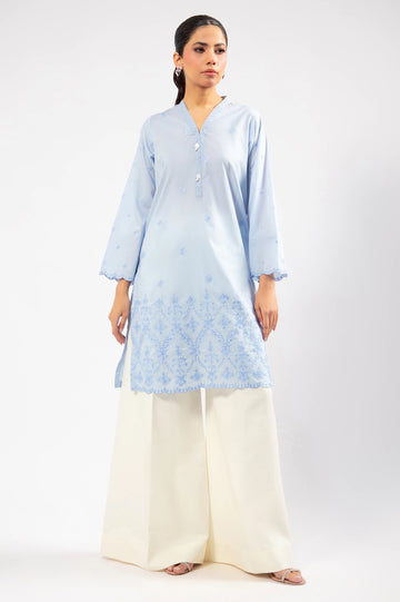 Sky Blue Embroidered Kurti