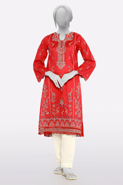 Red Embroidered Kurti From Sohaye By Diners