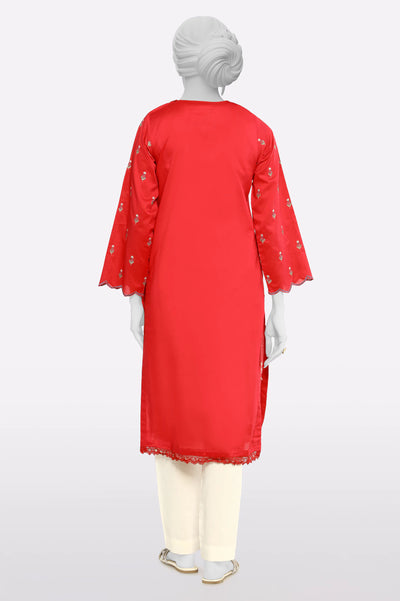 Red Embroidered Kurti From Sohaye By Diners