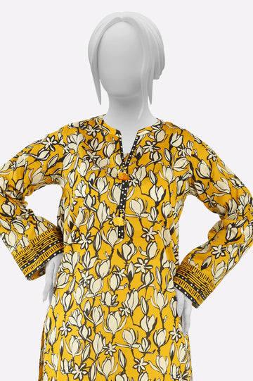 Yellow Printed Kurti From Sohaye By Diners