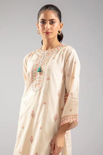 Cream Embroidered Kurti From Sohaye By Diners