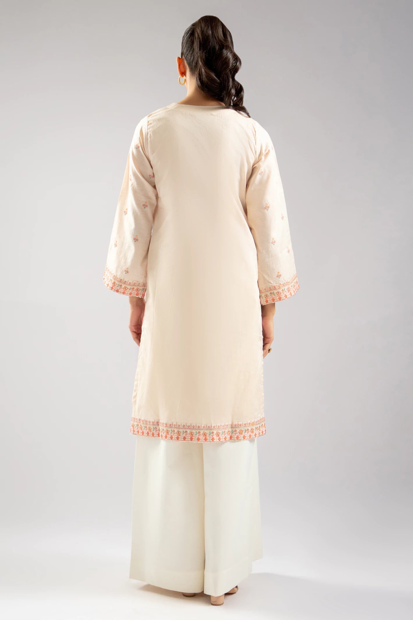 Cream Embroidered Kurti From Sohaye By Diners