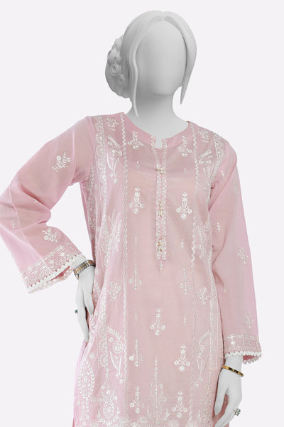 Light Pink Embroidered Kurti From Sohaye By Diners