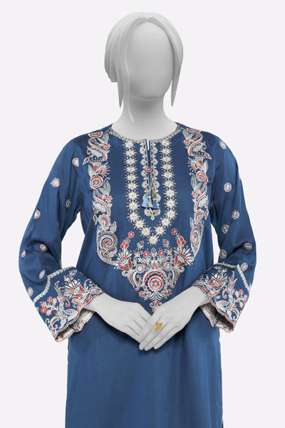 Blue Embroidered Kurti From Sohaye By Diners