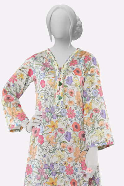 White Printed Kurti From Sohaye By Diners