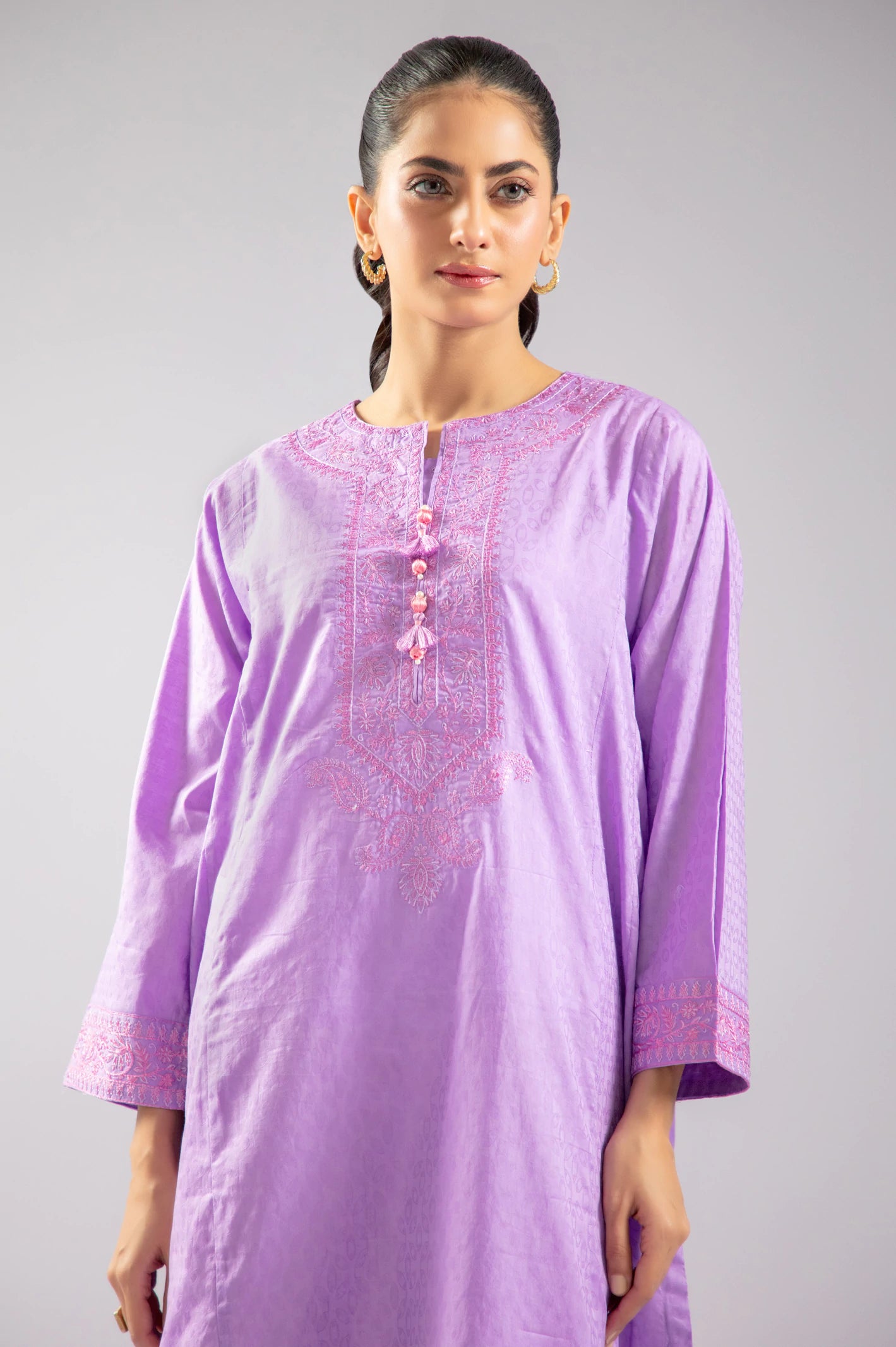 Lilac Embroidered Kurti From Sohaye By Diners