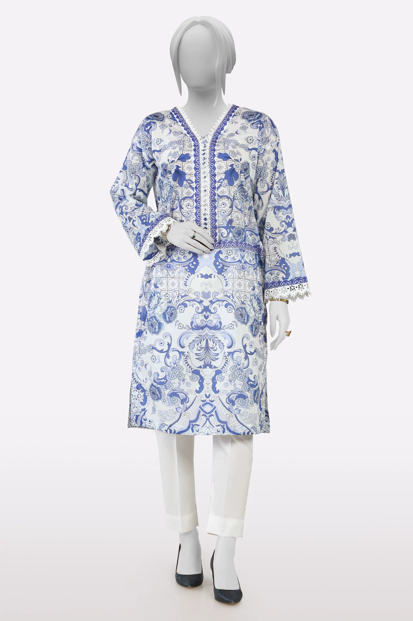 White Printed Kurti From Sohaye By Diners