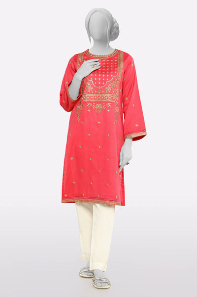 Dark Pink Embroidered Kurti From Sohaye By Diners