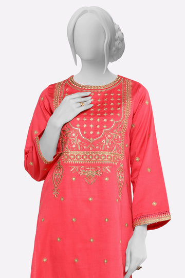 Dark Pink Embroidered Kurti From Sohaye By Diners