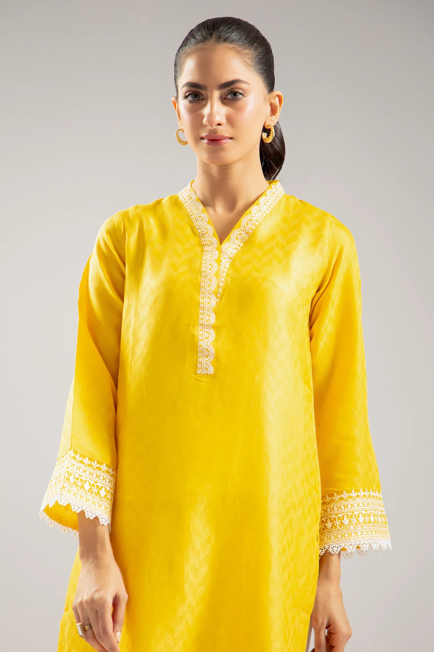 Yellow Embroidered Kurti From Sohaye By Diners