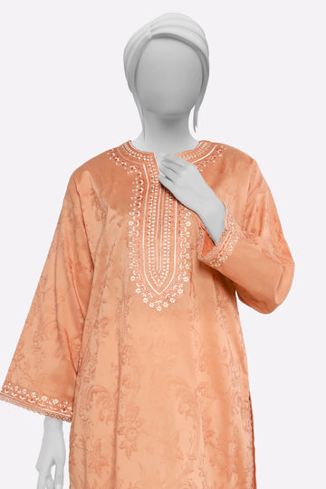 Peach Embroidered Kurti From Sohaye By Diners