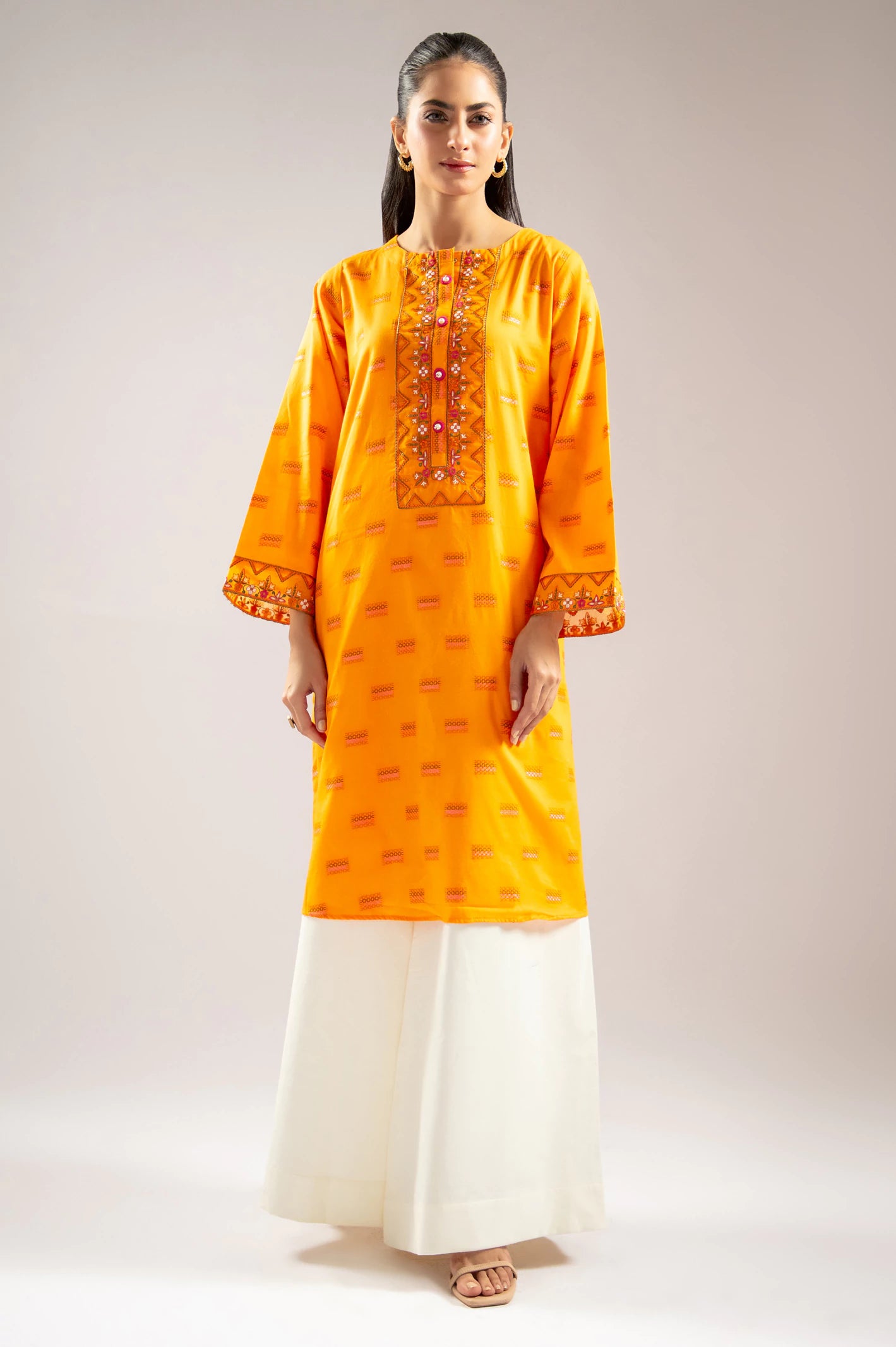 Orange Embroidered Kurti From Sohaye By Diners