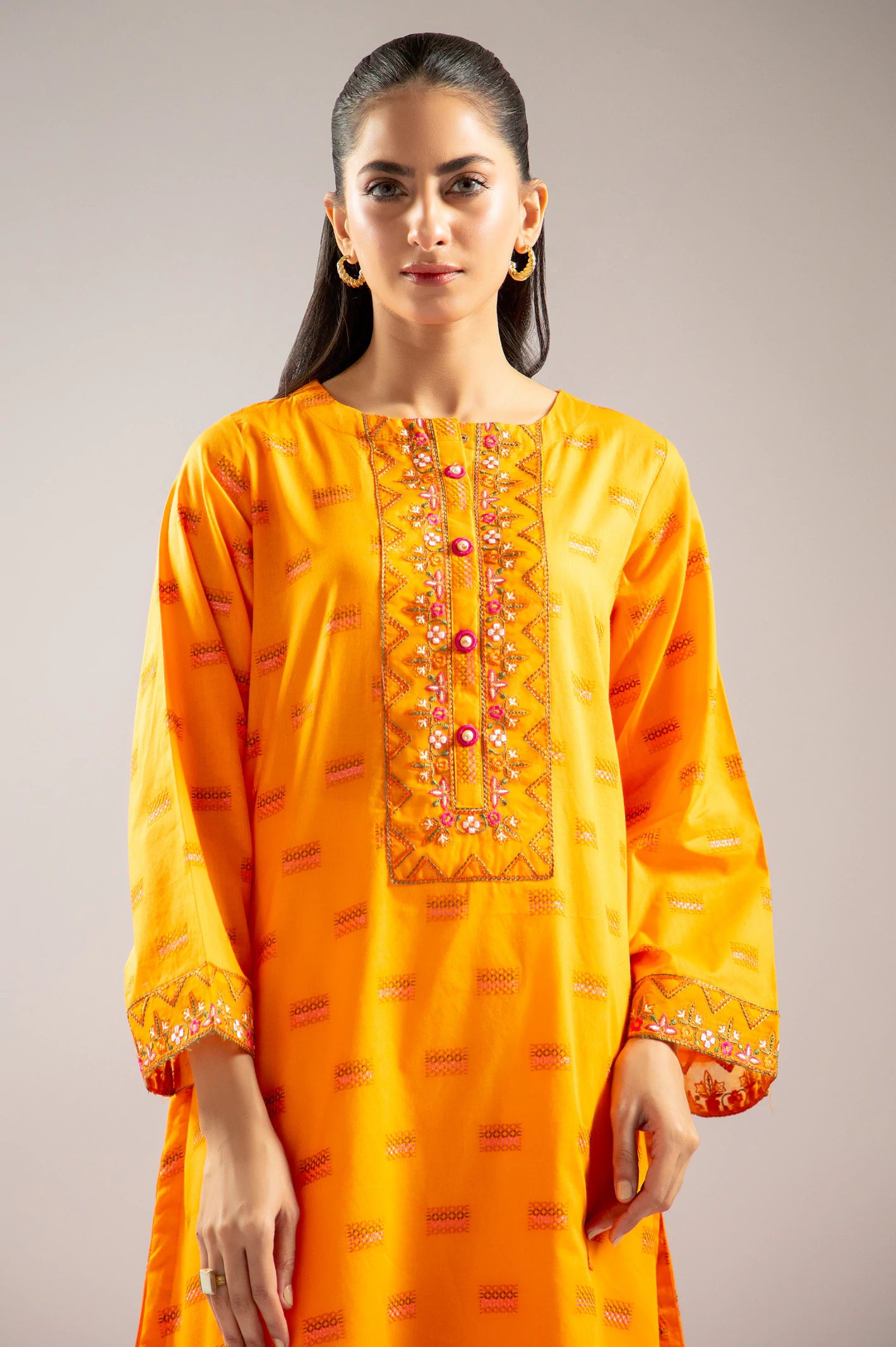 Orange Embroidered Kurti From Sohaye By Diners