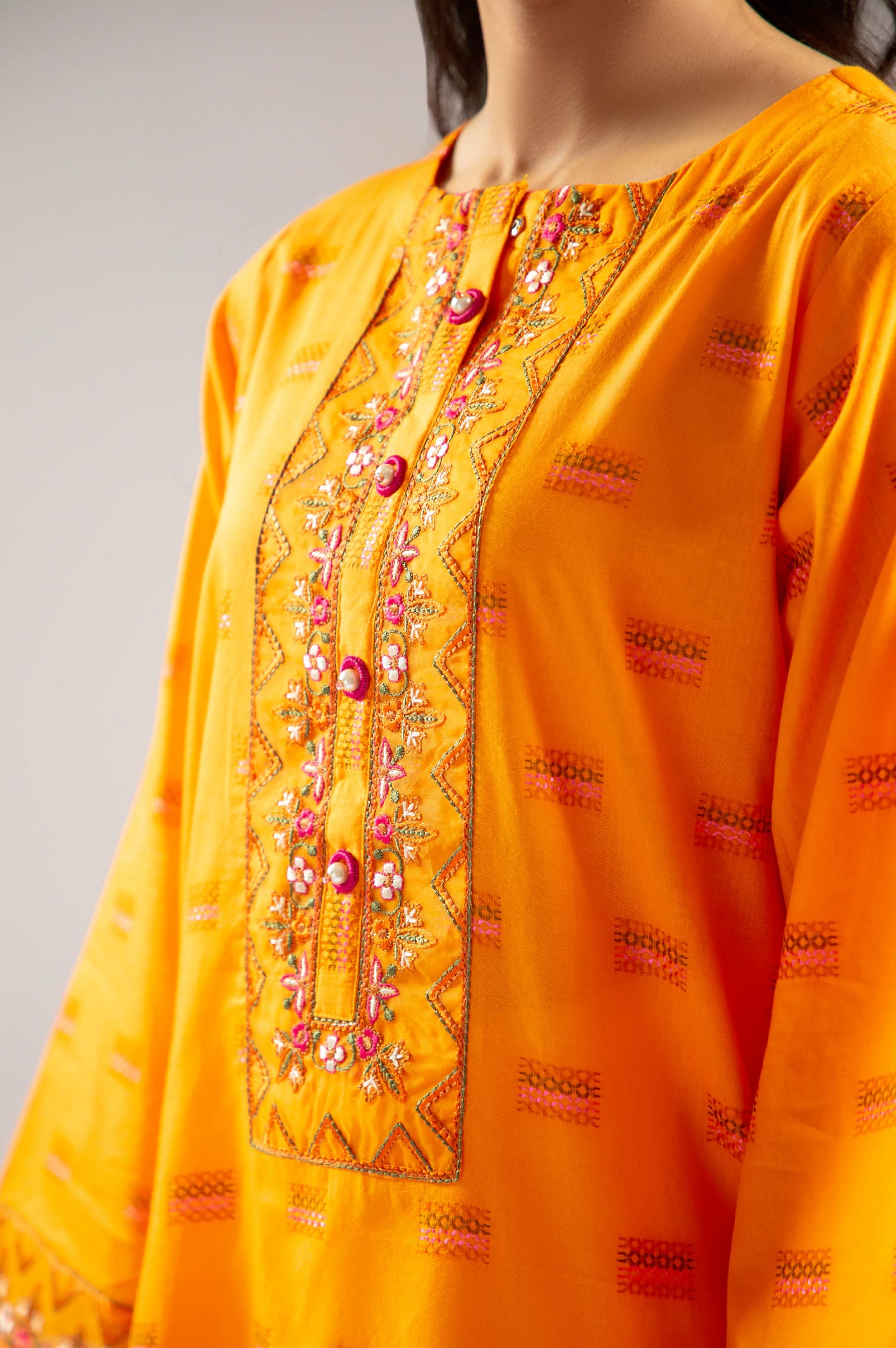 Orange Embroidered Kurti From Sohaye By Diners