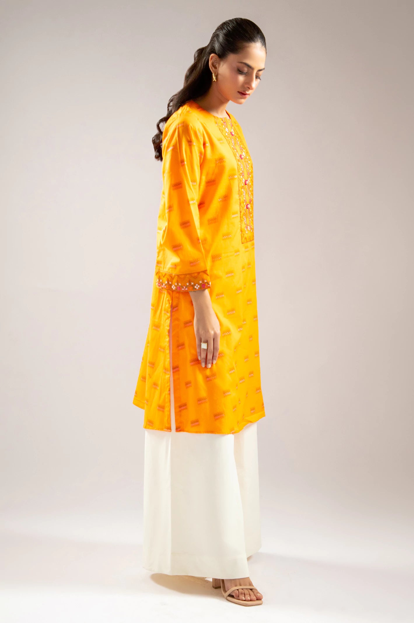 Orange Embroidered Kurti From Sohaye By Diners