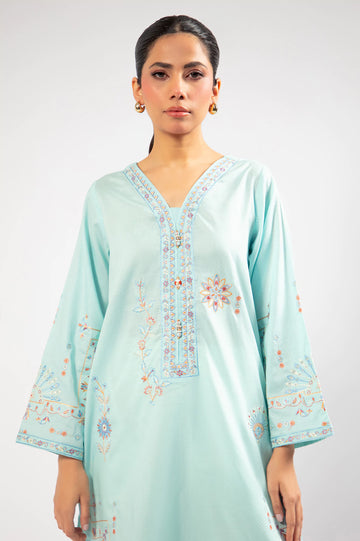 Sky Blue Embroidered Kurti