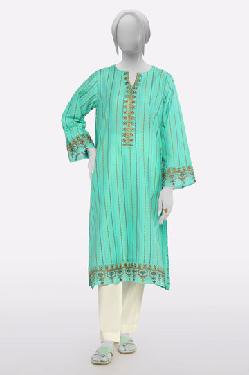 Sea Green Embroidered Kurti From Sohaye By Diners