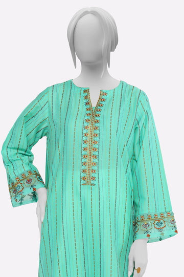 Sea Green Embroidered Kurti From Sohaye By Diners