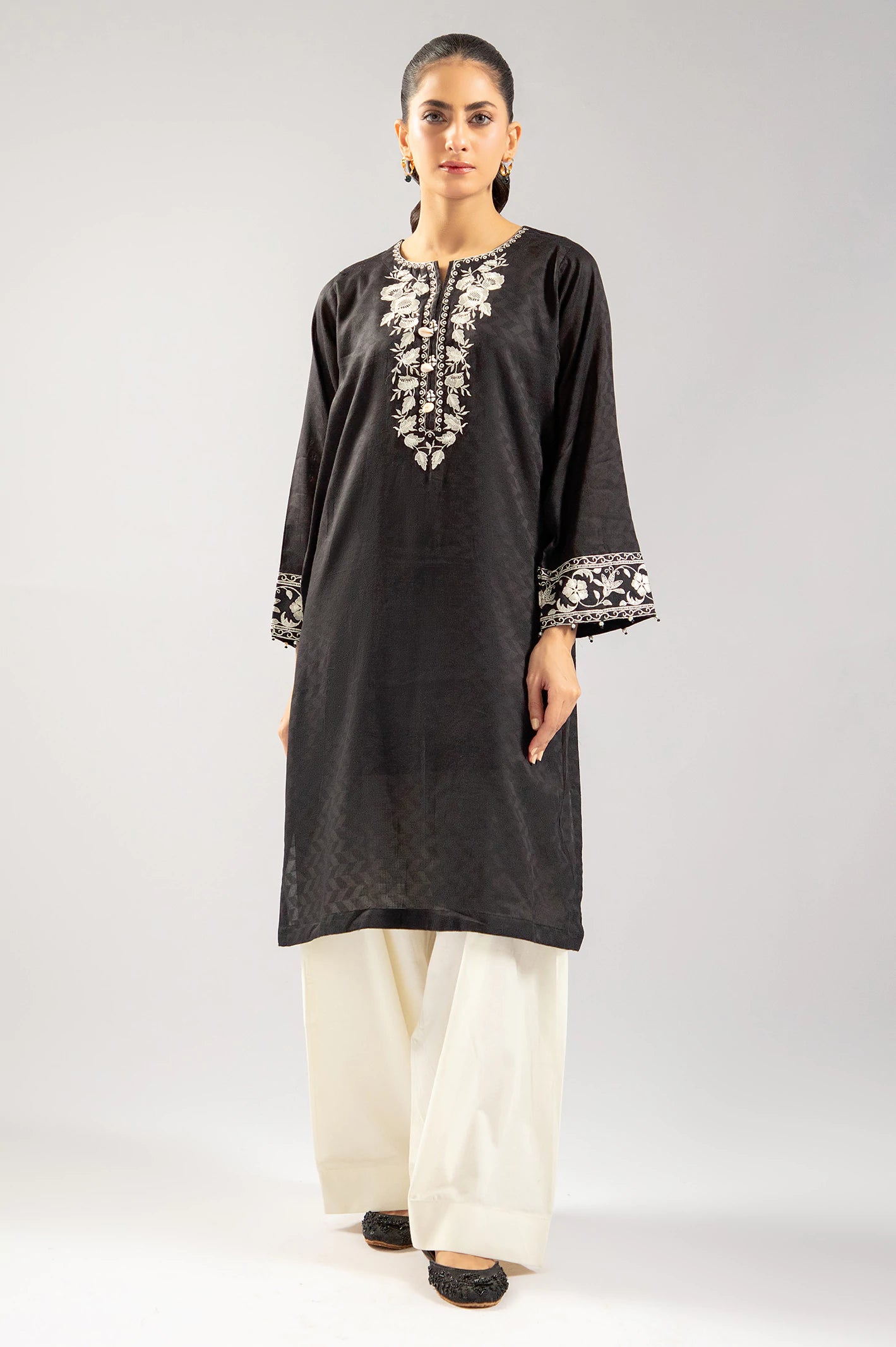 Black Embroidered Kurti From Sohaye By Diners