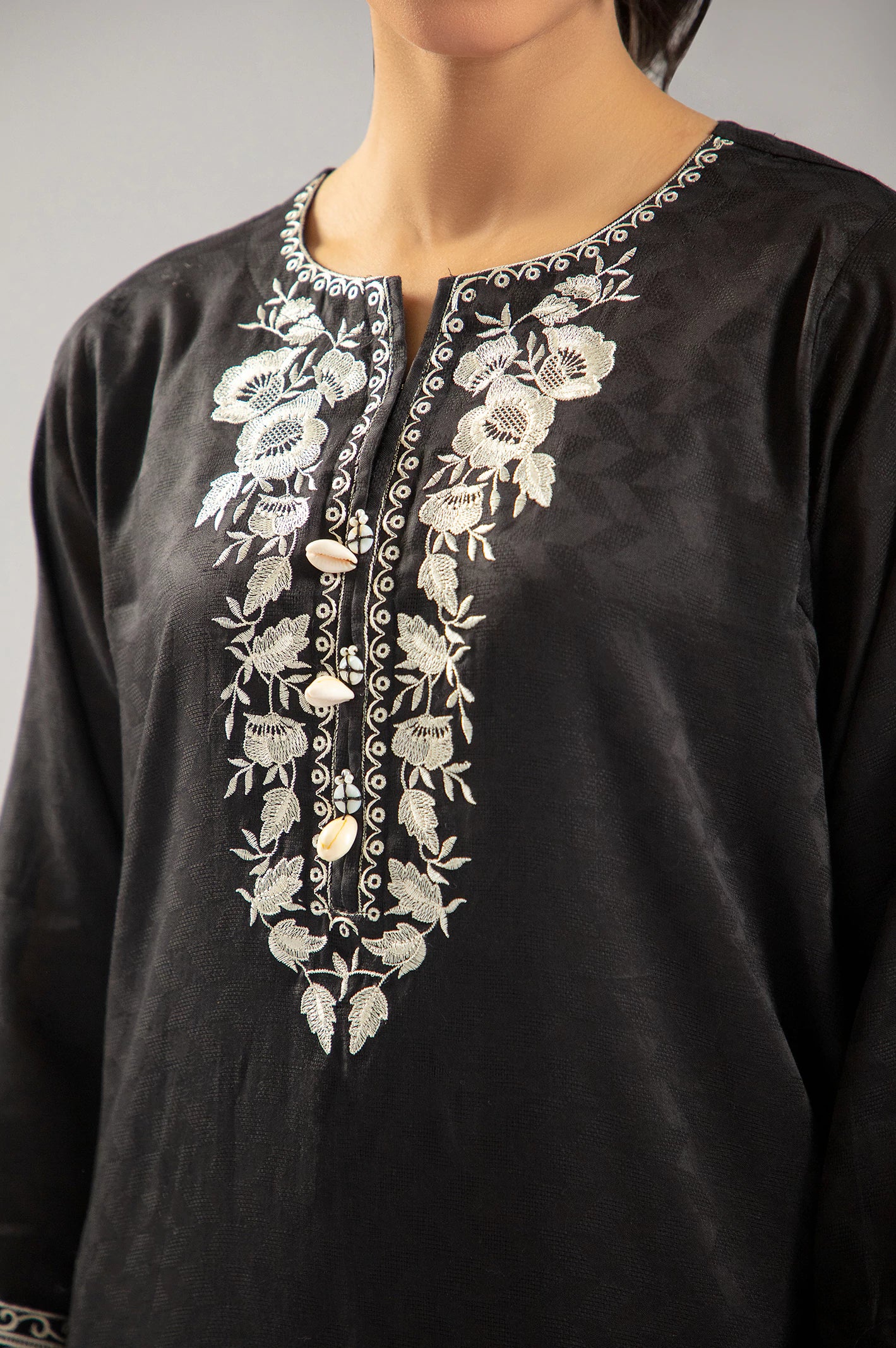 Black Embroidered Kurti From Sohaye By Diners