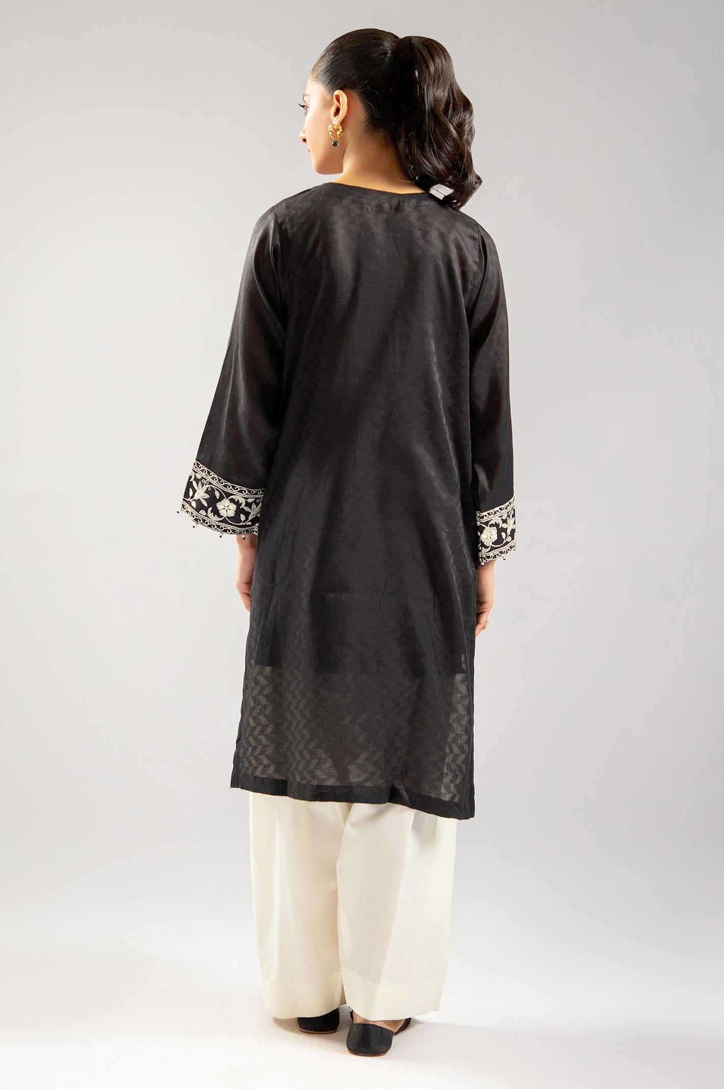 Black Embroidered Kurti From Sohaye By Diners