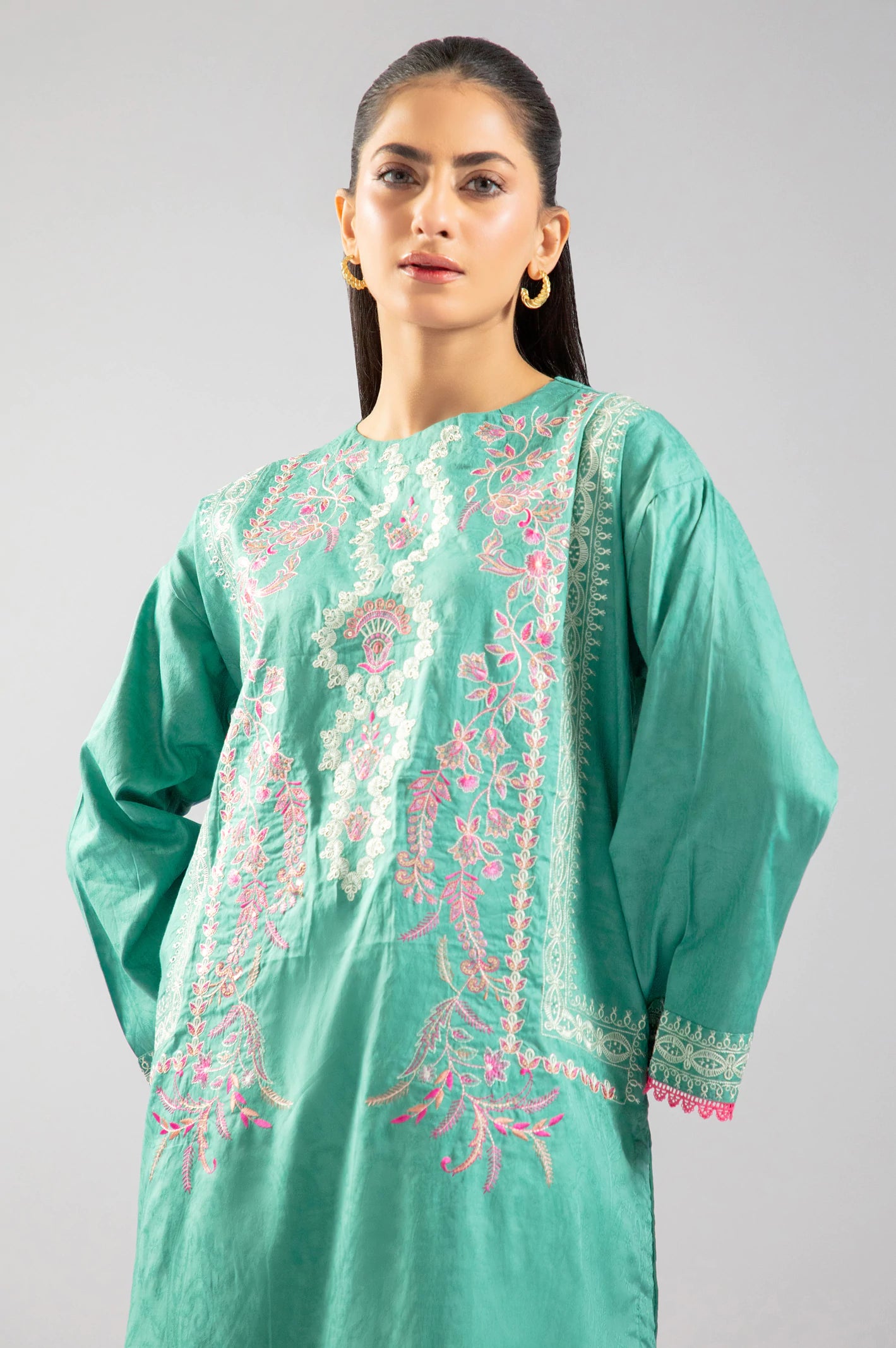 Olive Embroidered Kurti From Sohaye By Diners