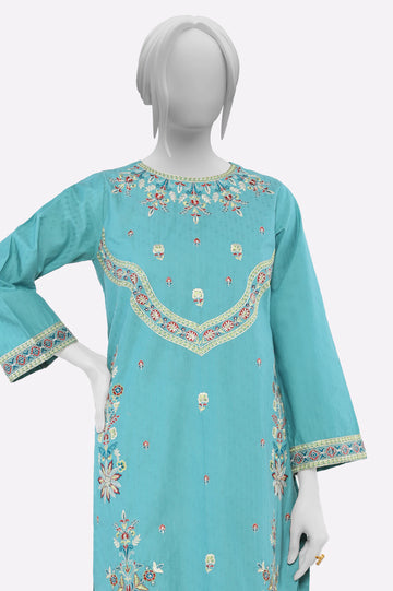 Sea Green Embroidered Kurti From Sohaye By Diners