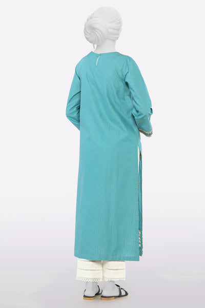 Sea Green Embroidered Kurti From Sohaye By Diners
