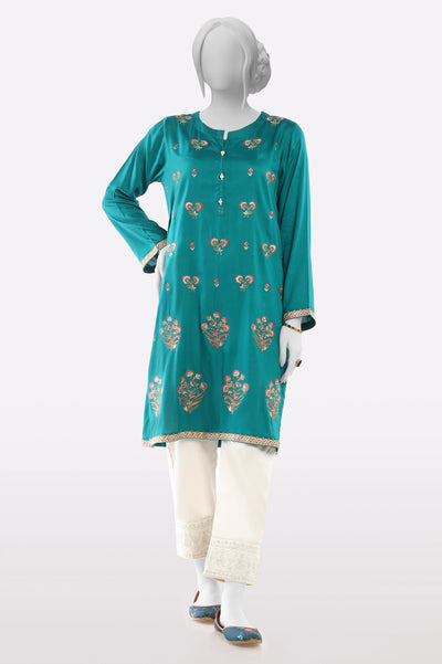 Green Embroidered Kurti From Sohaye By Diners