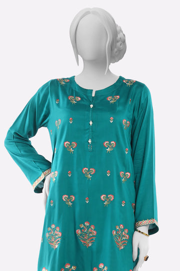 Green Embroidered Kurti From Sohaye By Diners