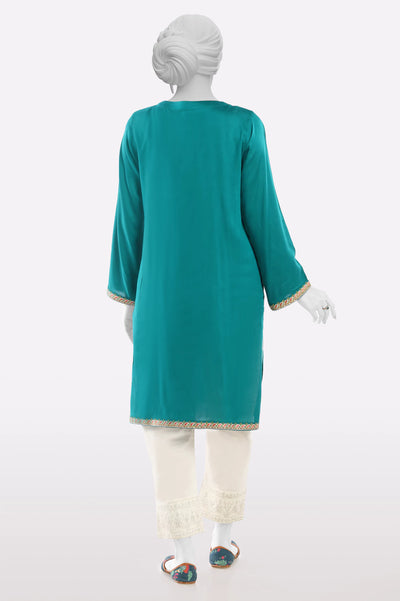 Green Embroidered Kurti From Sohaye By Diners