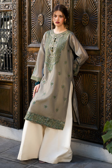 Grey Embroidered Kurti