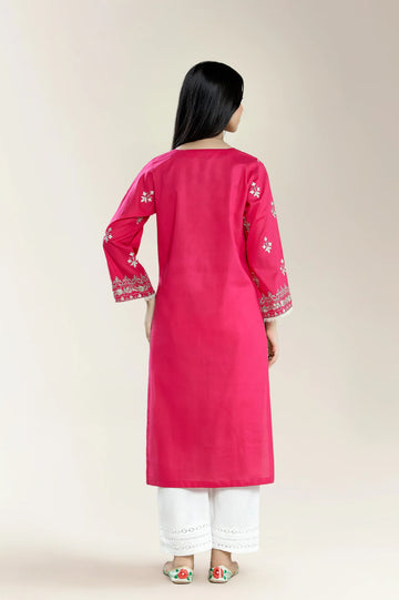 Embroidered Cambric-Pink Shirt