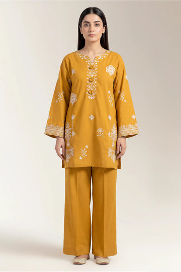 Embroidered Khaddar-Mustard 2PC
