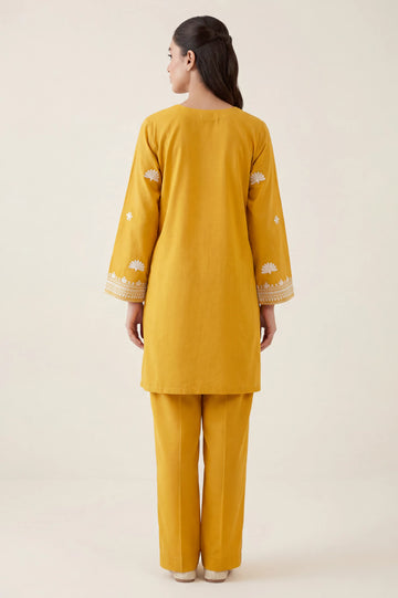 Embroidered Khaddar-Mustard 2PC