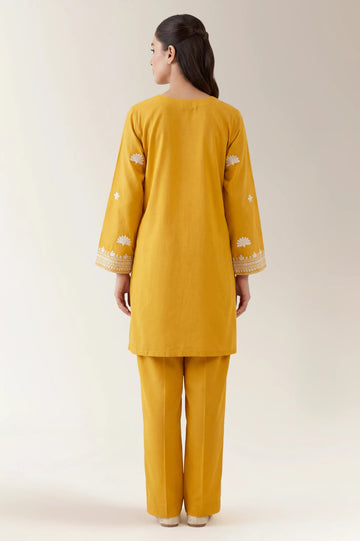 Embroidered Khaddar-Mustard 2PC