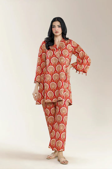 Printed Cambric Rust 2Pc
