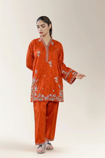 Embroidered Viscose Rust 2PC