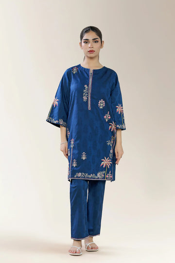 Embroidered Viscose Blue 2PC