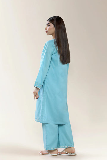 Embroidered Cambric Blue 2PC