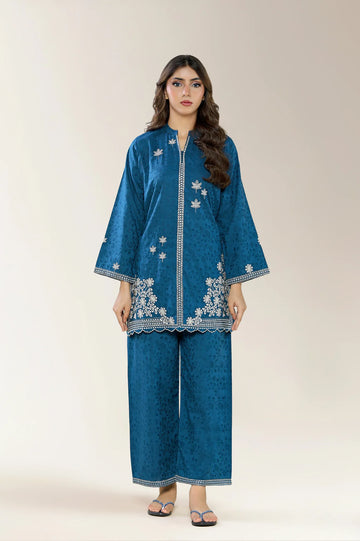 Embroidered Viscose Teal 2PC