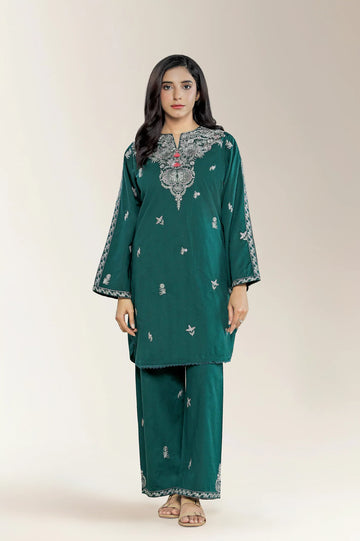 Embroidered Jacquard Green 2PC