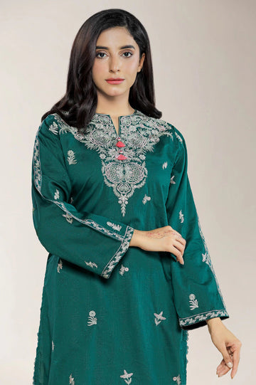 Embroidered Jacquard Green 2PC