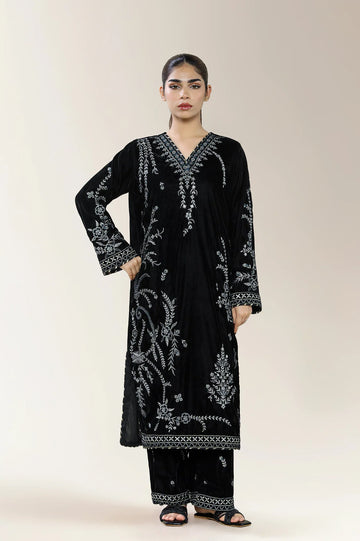 Embroidered Velvet Black 2PC
