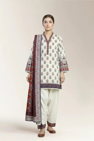 Printed Khaddar-Beige 3PC